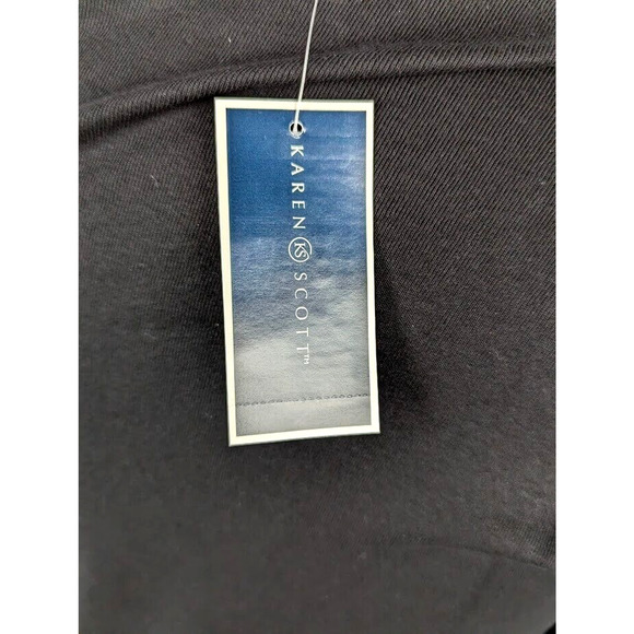 Karen Scott Contrast-Trim Tunic‎ Deep Black White Top Women's Size XS - Picture 3 of 3